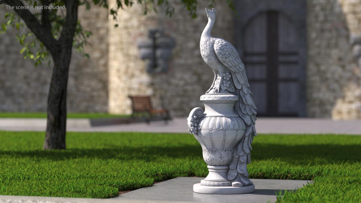 3D Peacock Statue Marble