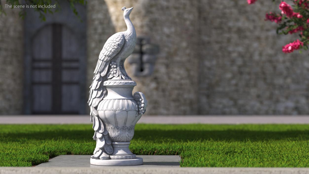 3D Peacock Statue Marble