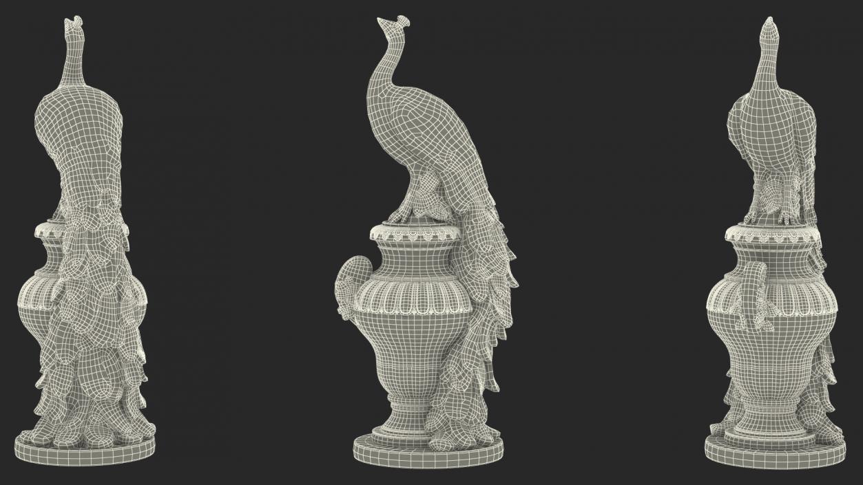 3D Peacock Statue Marble