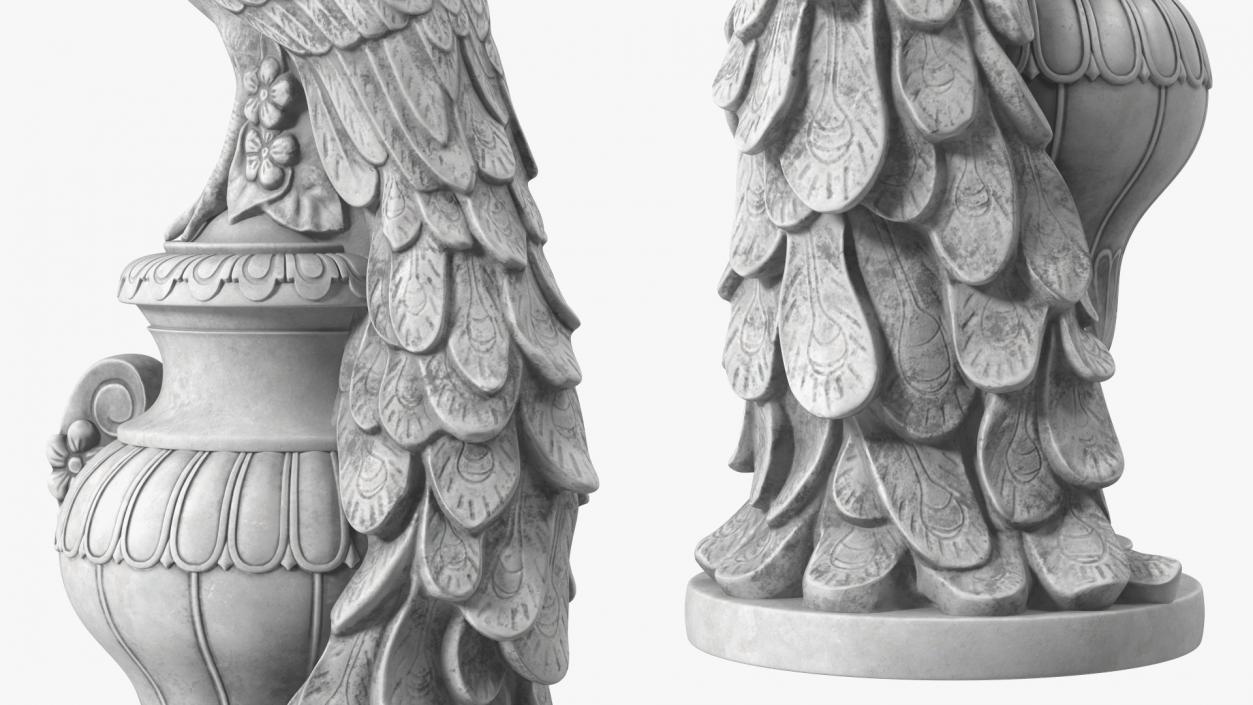 3D Peacock Statue Marble