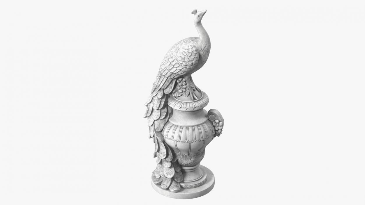 3D Peacock Statue Marble