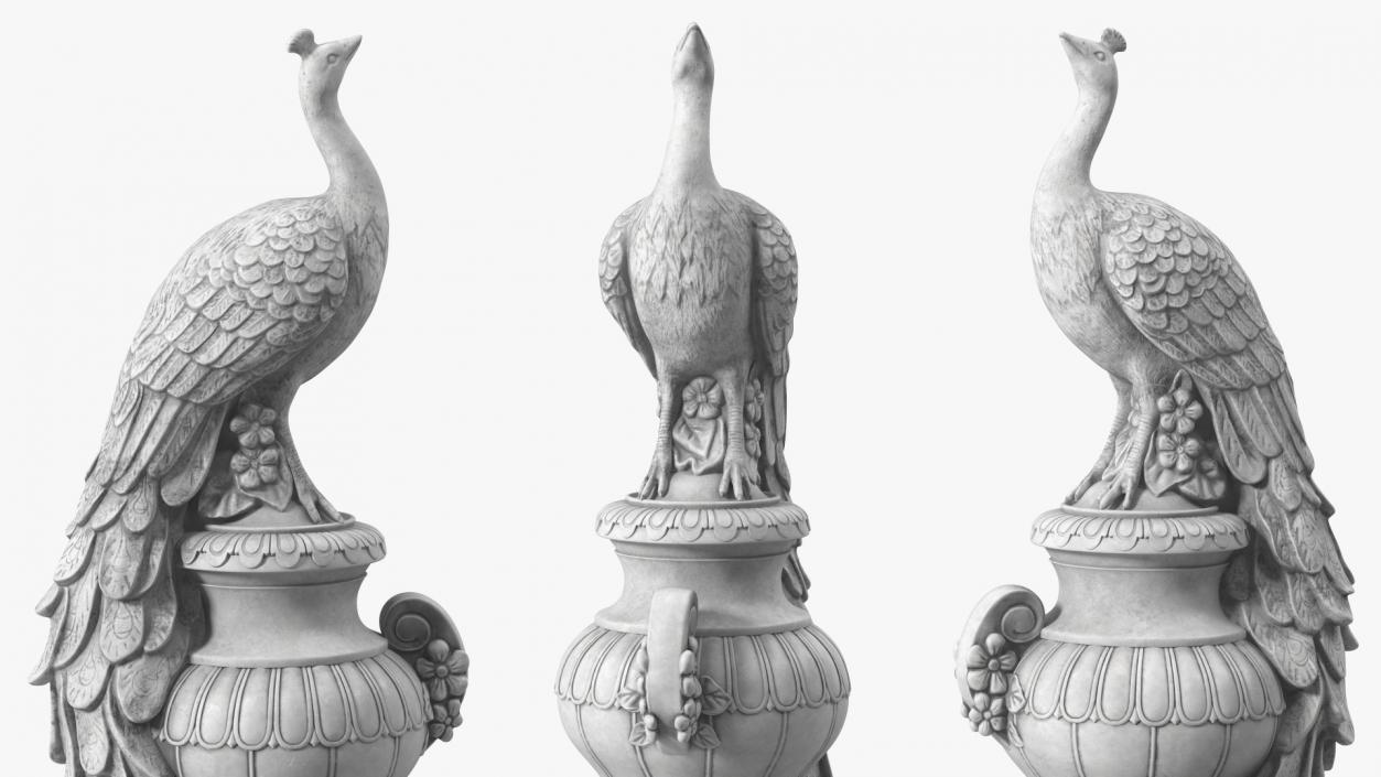 3D Peacock Statue Marble