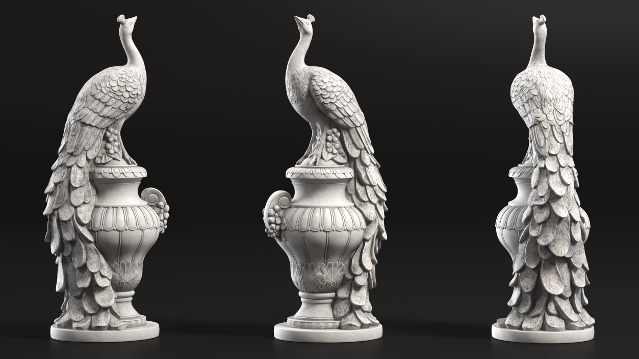 3D Peacock Statue Marble