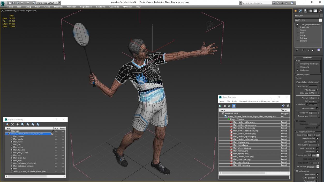 3D model Senior Chinese Badminton Player Man