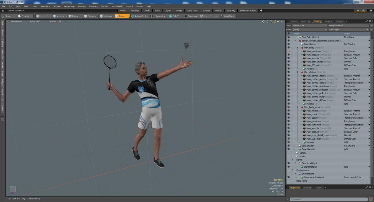 3D model Senior Chinese Badminton Player Man