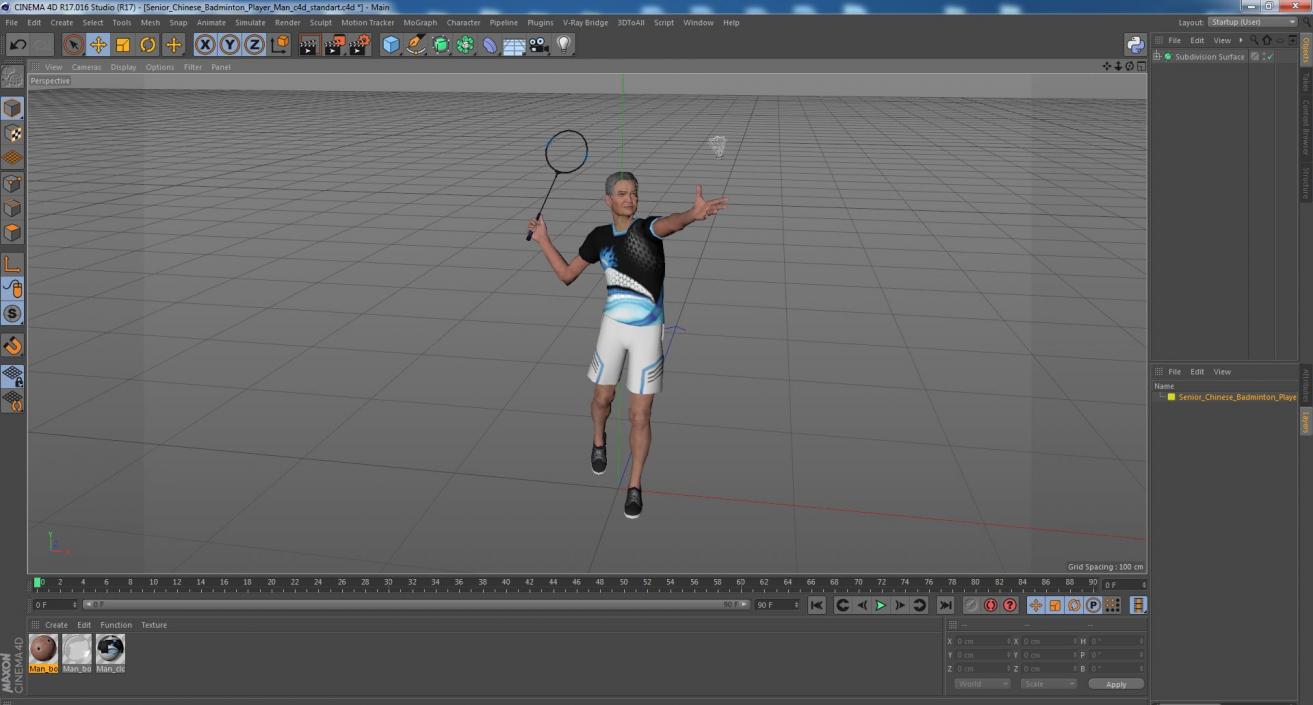 3D model Senior Chinese Badminton Player Man