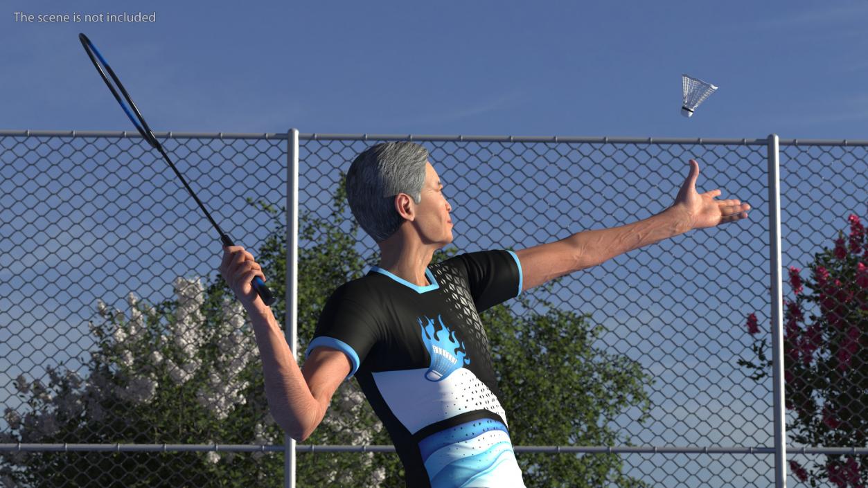 3D model Senior Chinese Badminton Player Man