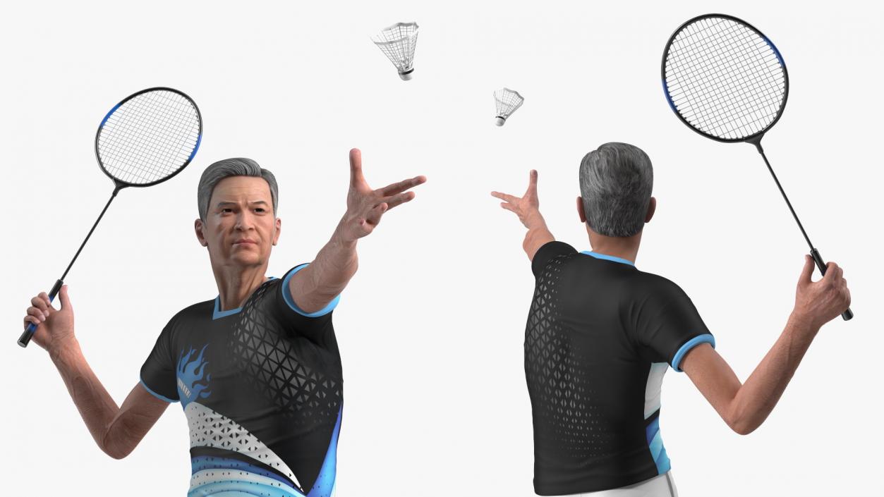 3D model Senior Chinese Badminton Player Man