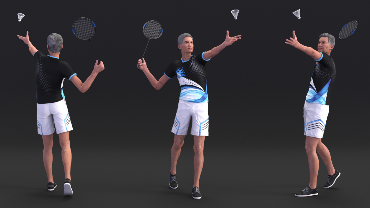 3D model Senior Chinese Badminton Player Man