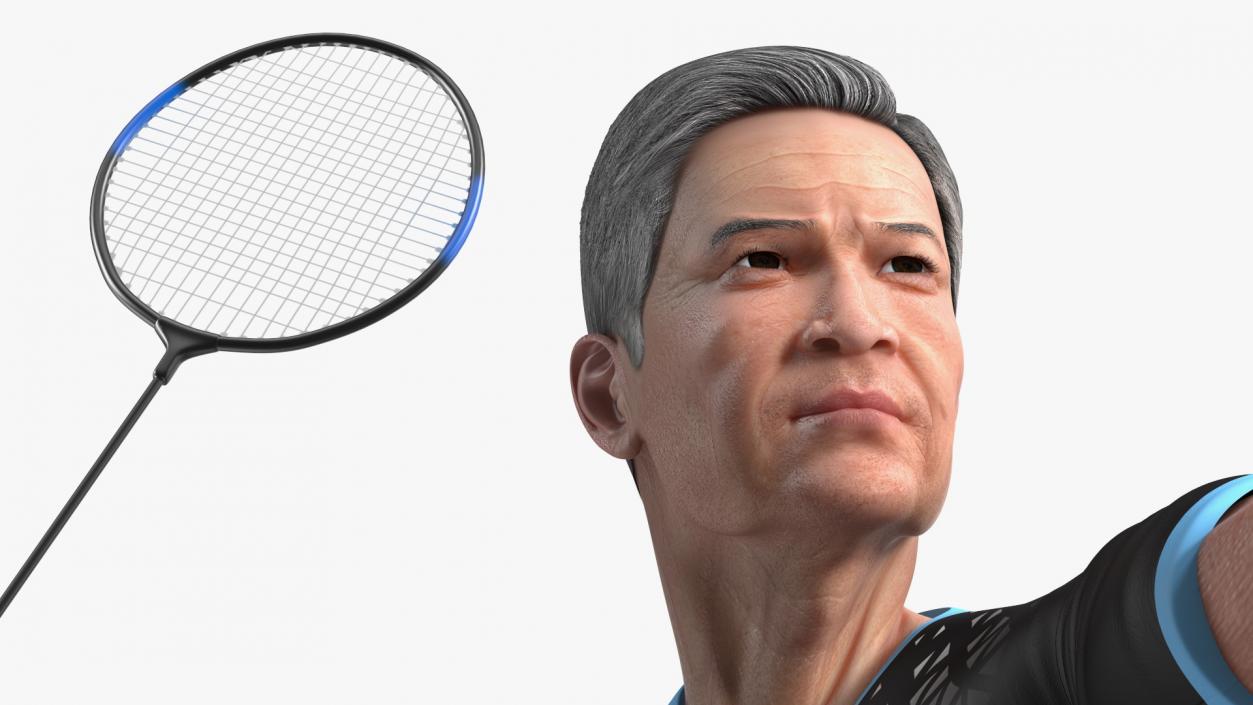 3D model Senior Chinese Badminton Player Man