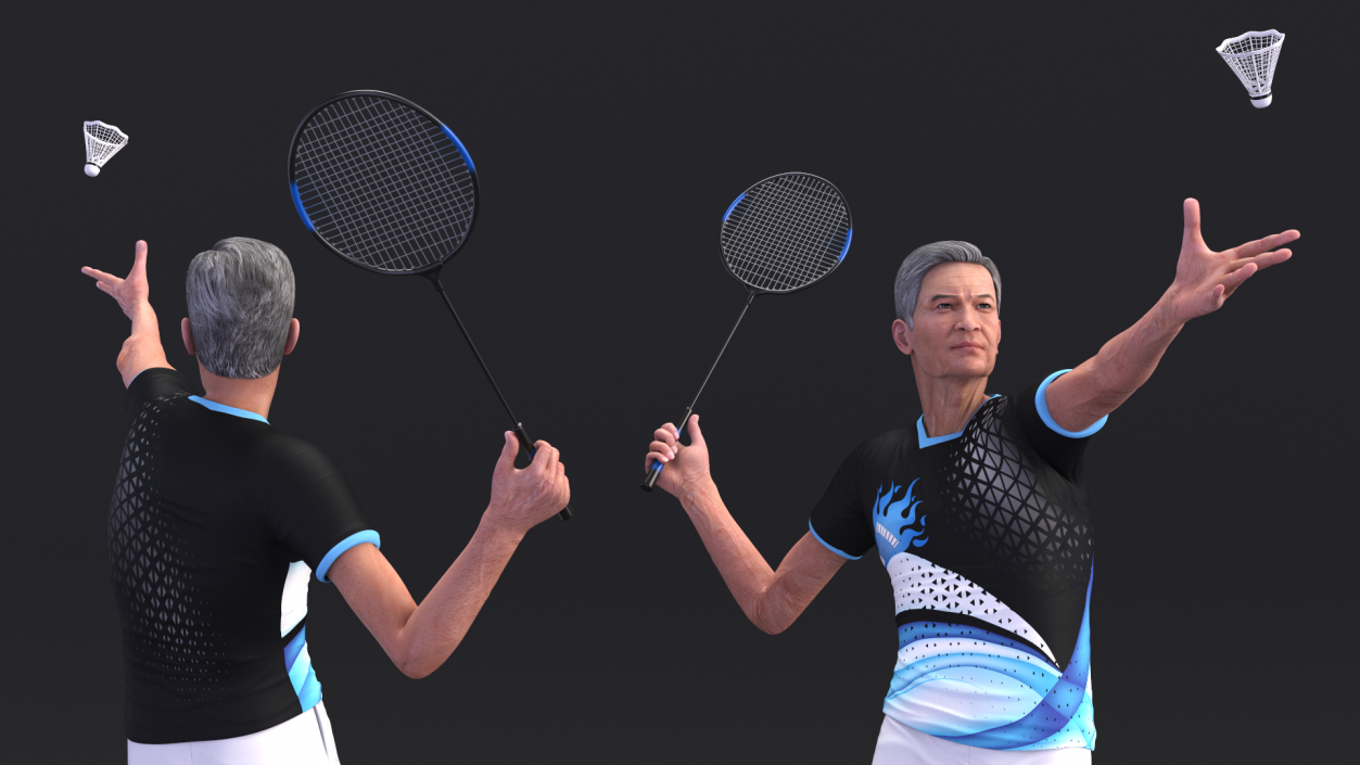 3D model Senior Chinese Badminton Player Man