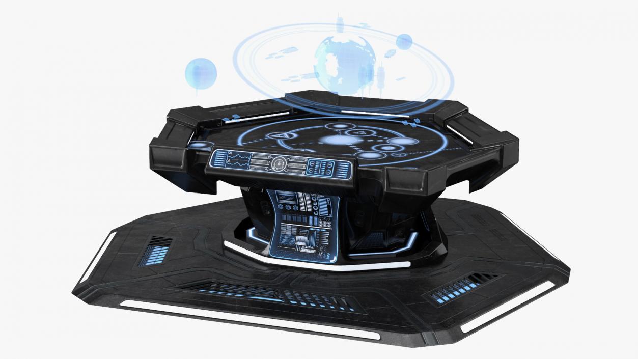 3D Black Sci-fi Command Center Table model