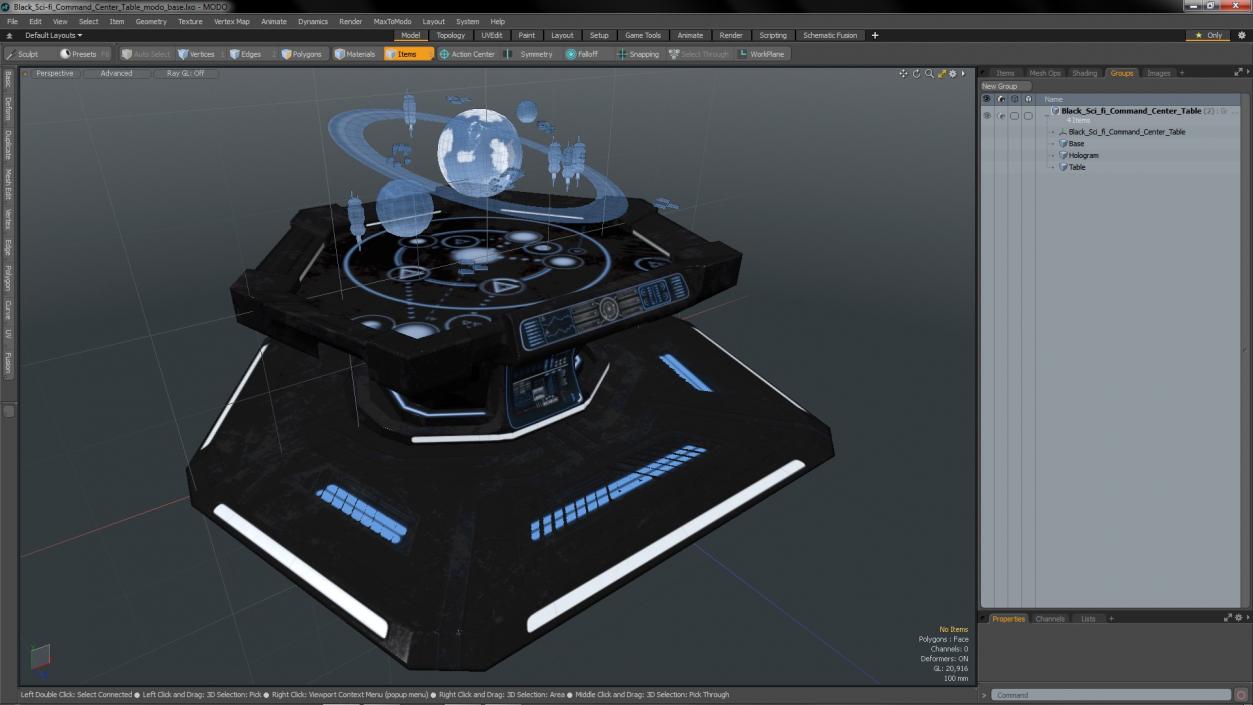 3D Black Sci-fi Command Center Table model