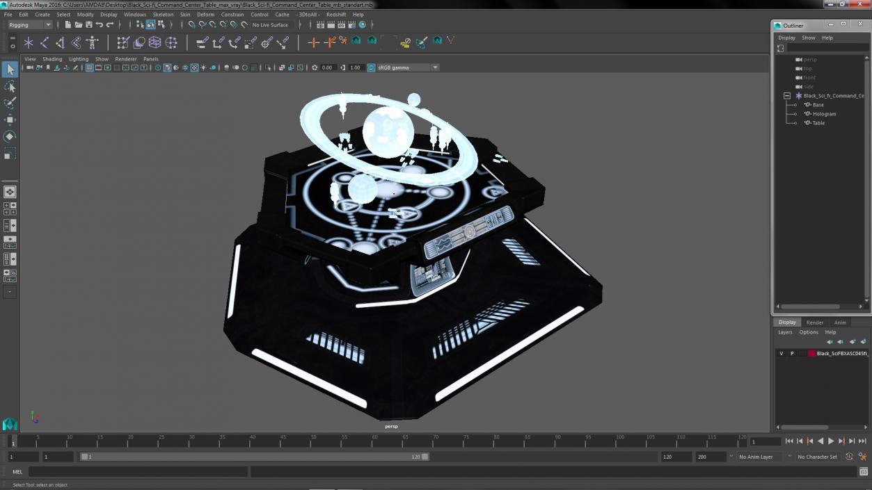 3D Black Sci-fi Command Center Table model