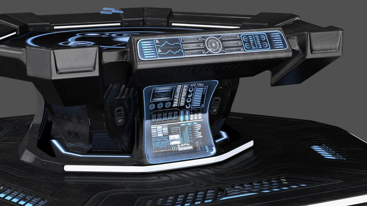 3D Black Sci-fi Command Center Table model