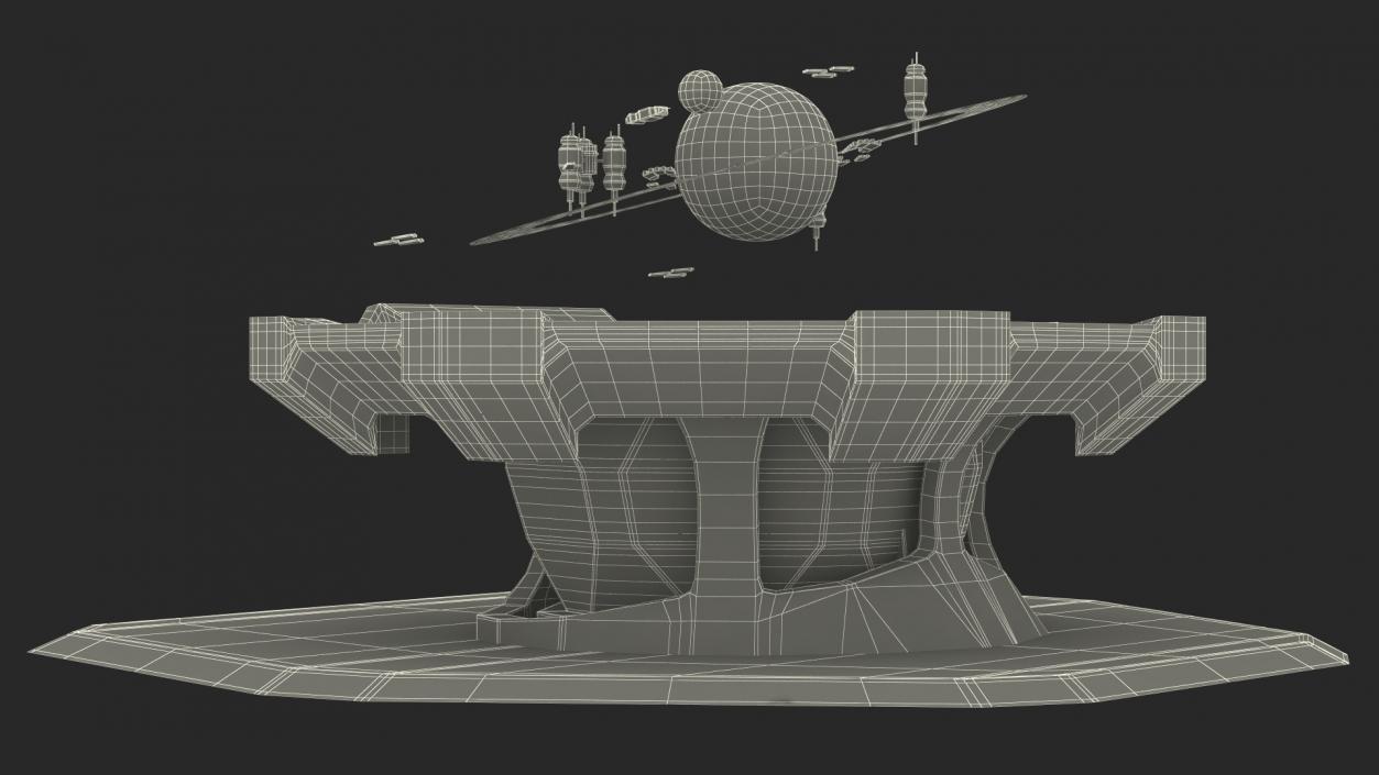 3D Black Sci-fi Command Center Table model