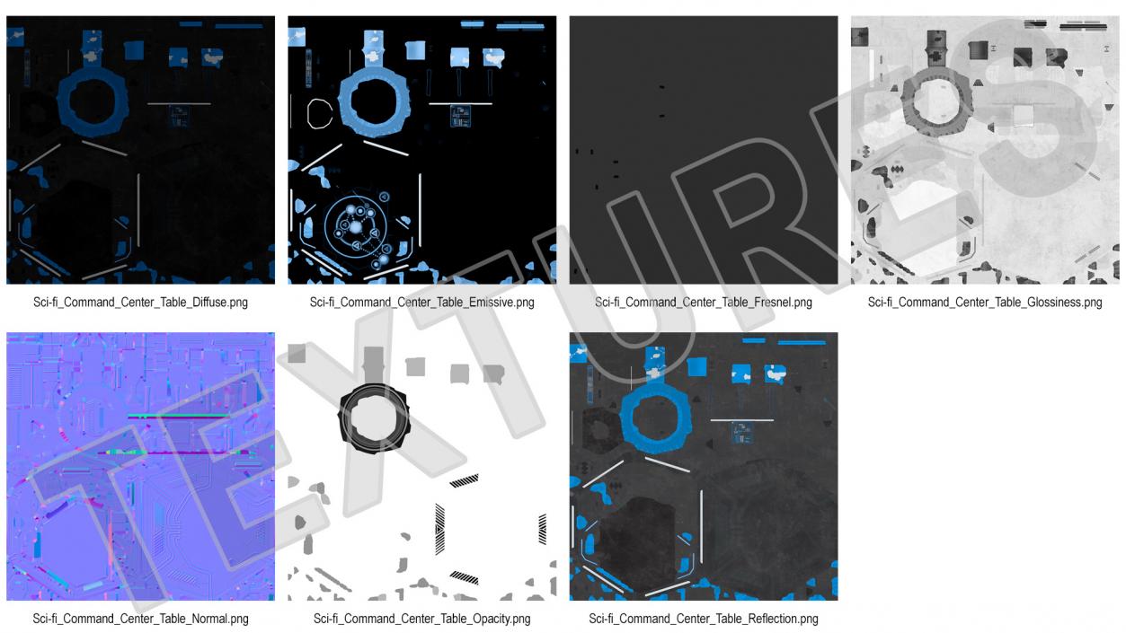 3D Black Sci-fi Command Center Table model