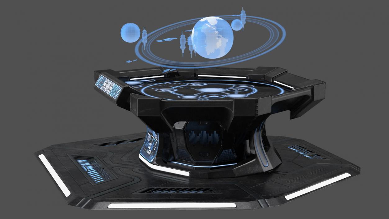 3D Black Sci-fi Command Center Table model