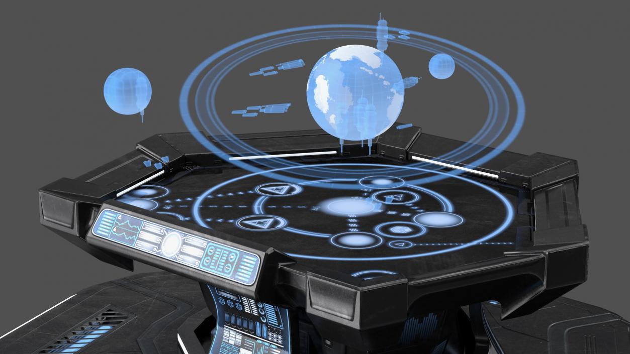 3D Black Sci-fi Command Center Table model