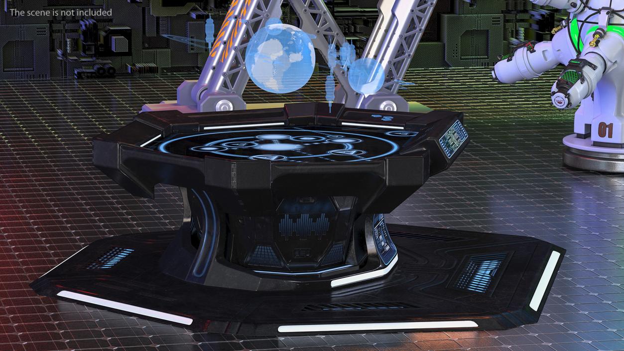 3D Black Sci-fi Command Center Table model