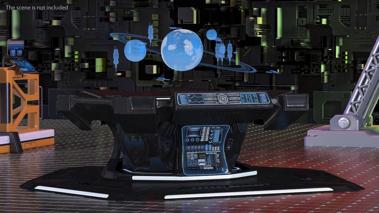 3D Black Sci-fi Command Center Table model