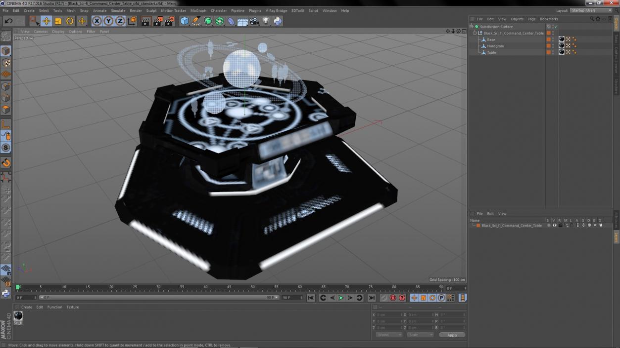 3D Black Sci-fi Command Center Table model