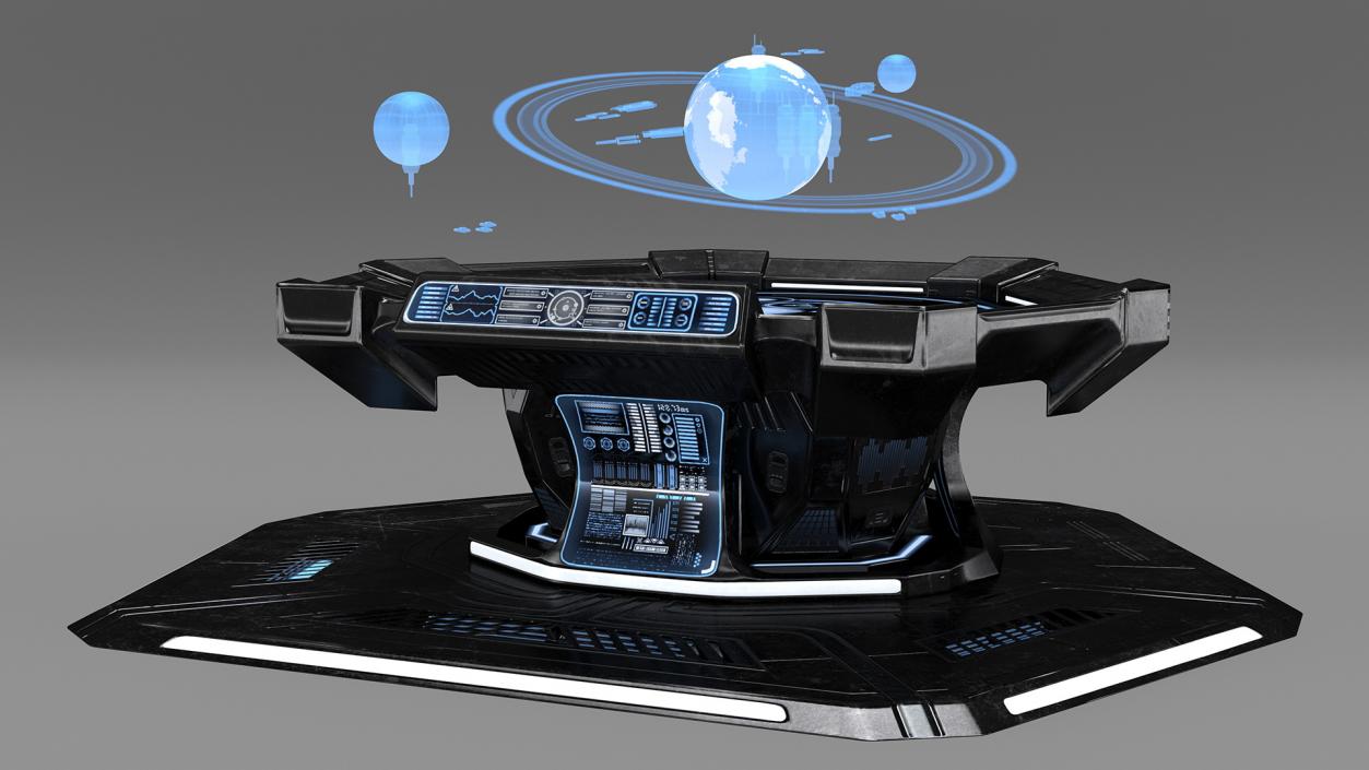 3D Black Sci-fi Command Center Table model