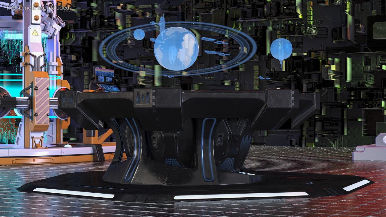 3D Black Sci-fi Command Center Table model