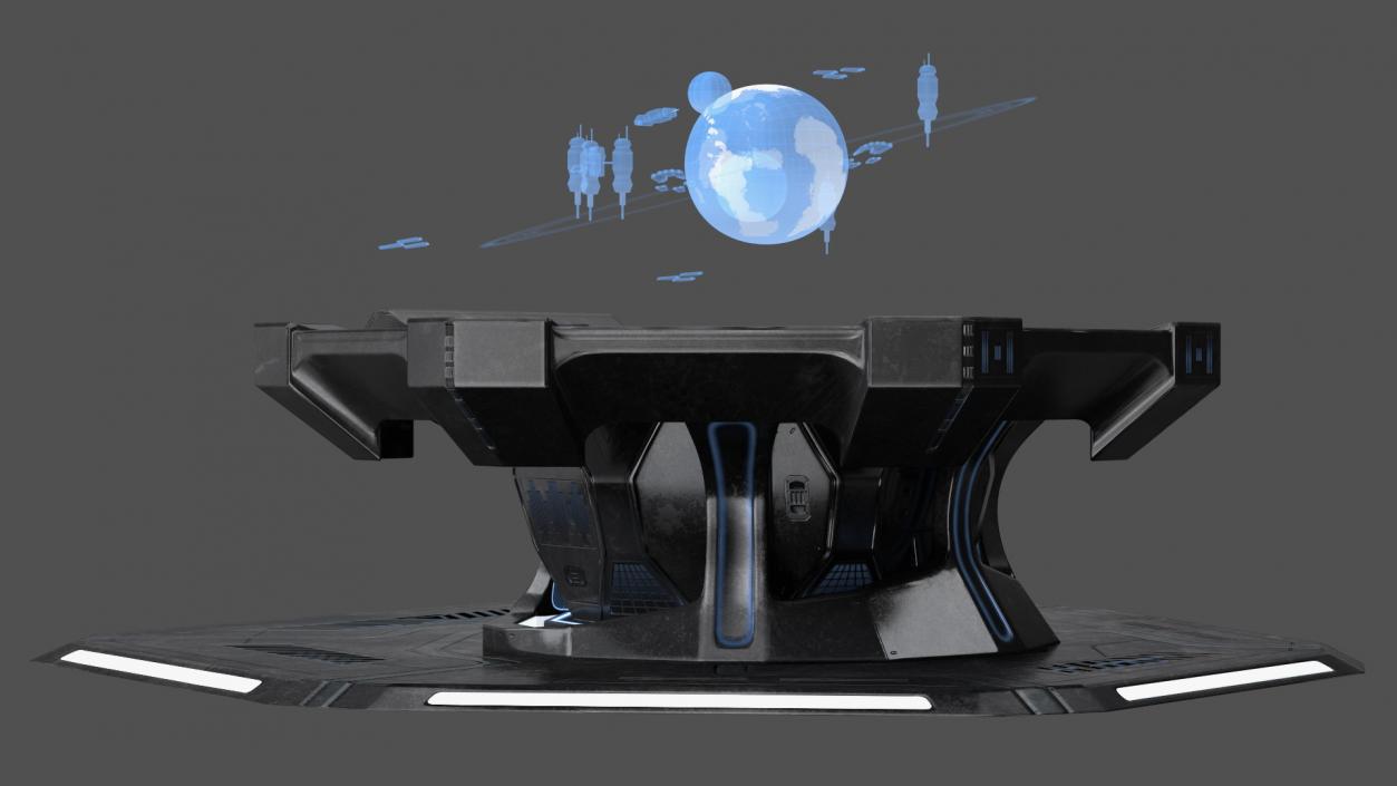 3D Black Sci-fi Command Center Table model