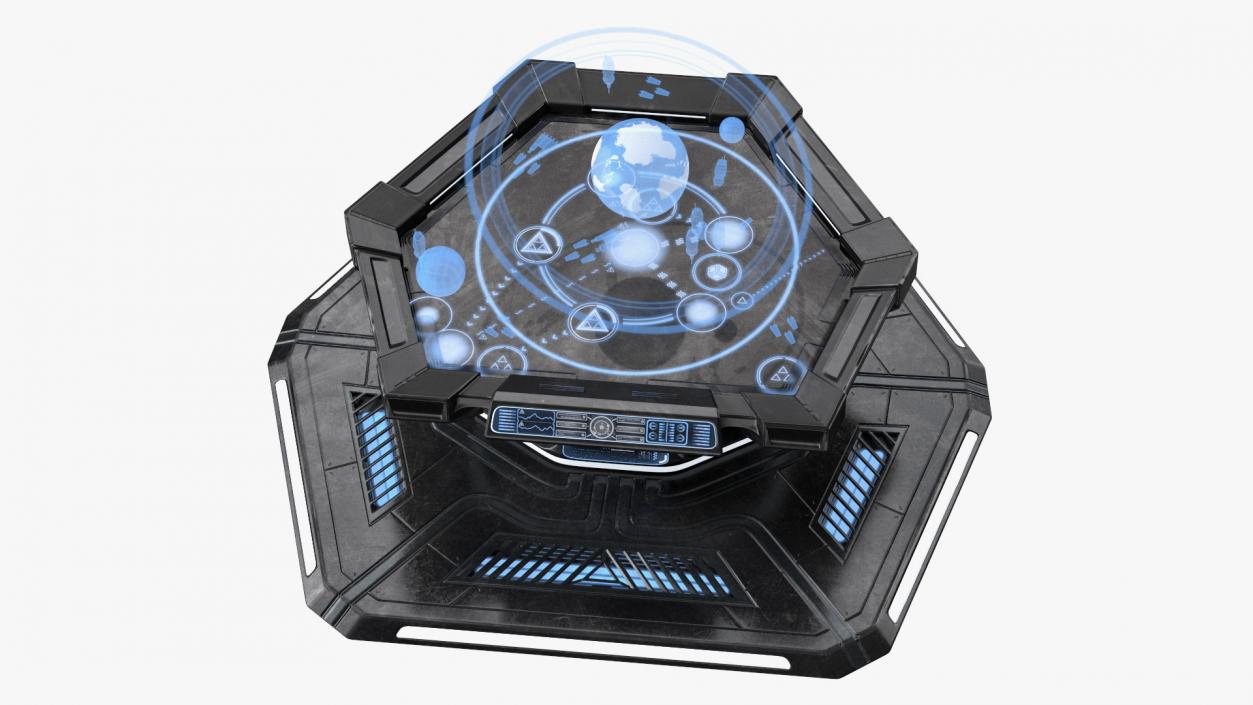 3D Black Sci-fi Command Center Table model