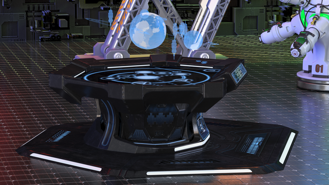 3D Black Sci-fi Command Center Table model