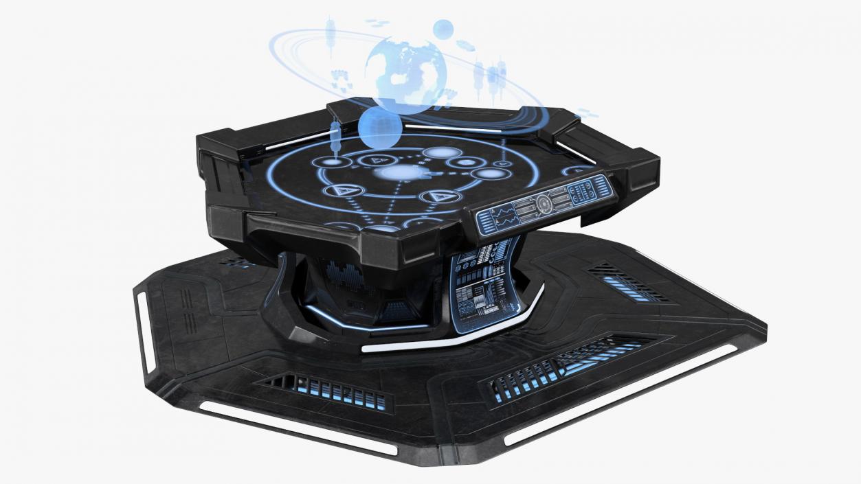 3D Black Sci-fi Command Center Table model