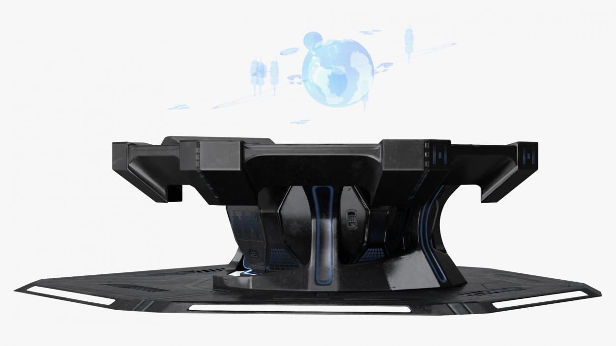 3D Black Sci-fi Command Center Table model