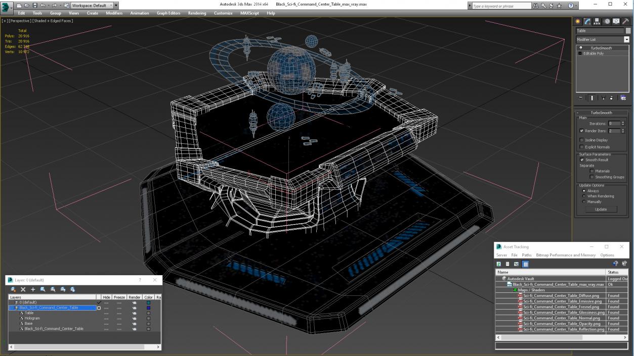 3D Black Sci-fi Command Center Table model