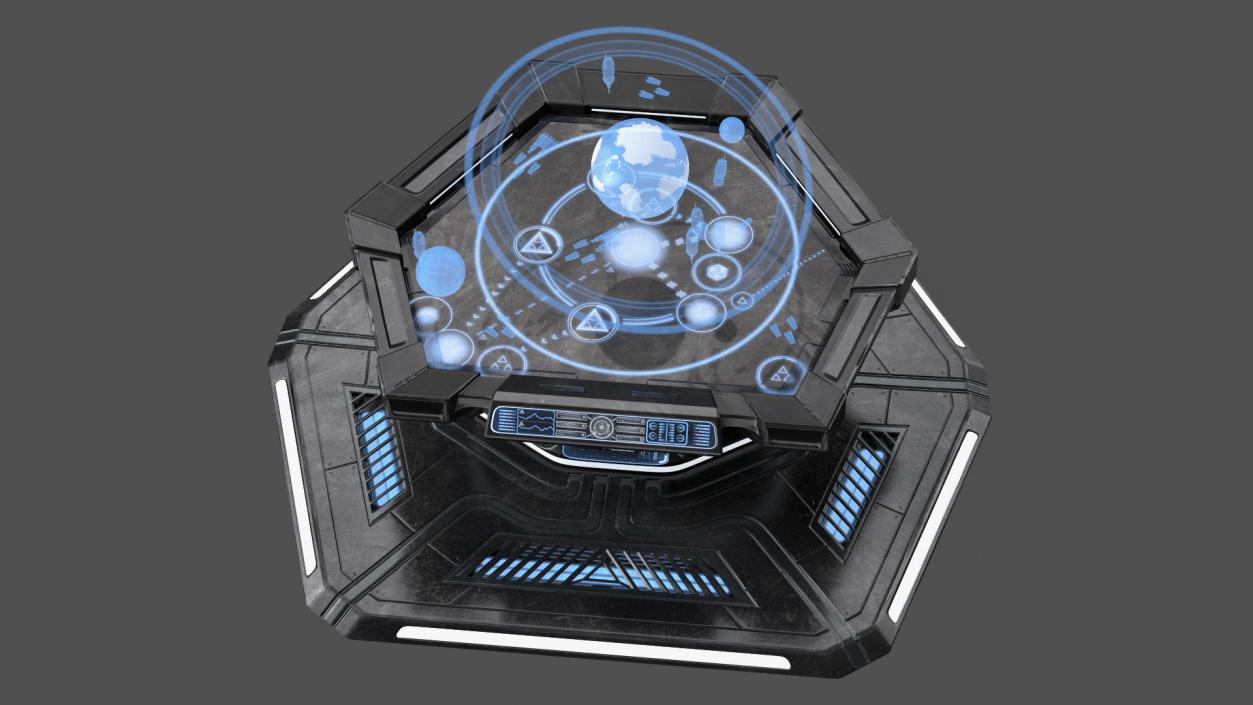 3D Black Sci-fi Command Center Table model