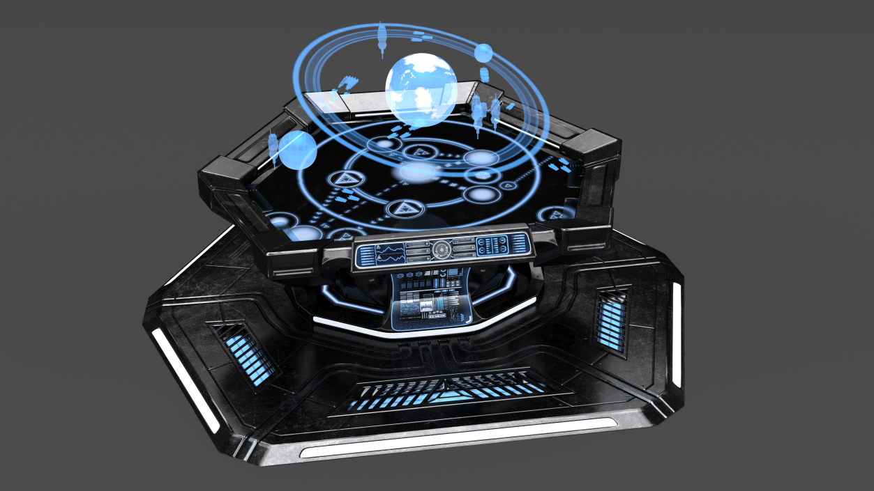 3D Black Sci-fi Command Center Table model