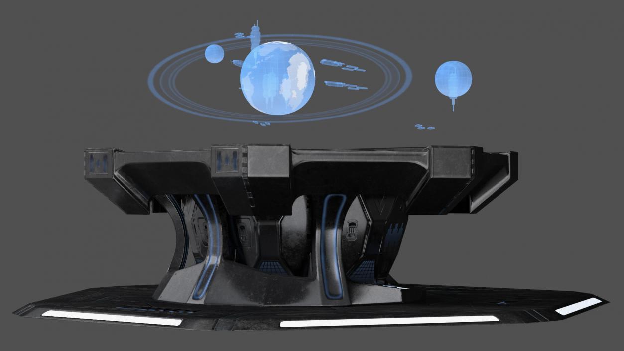 3D Black Sci-fi Command Center Table model