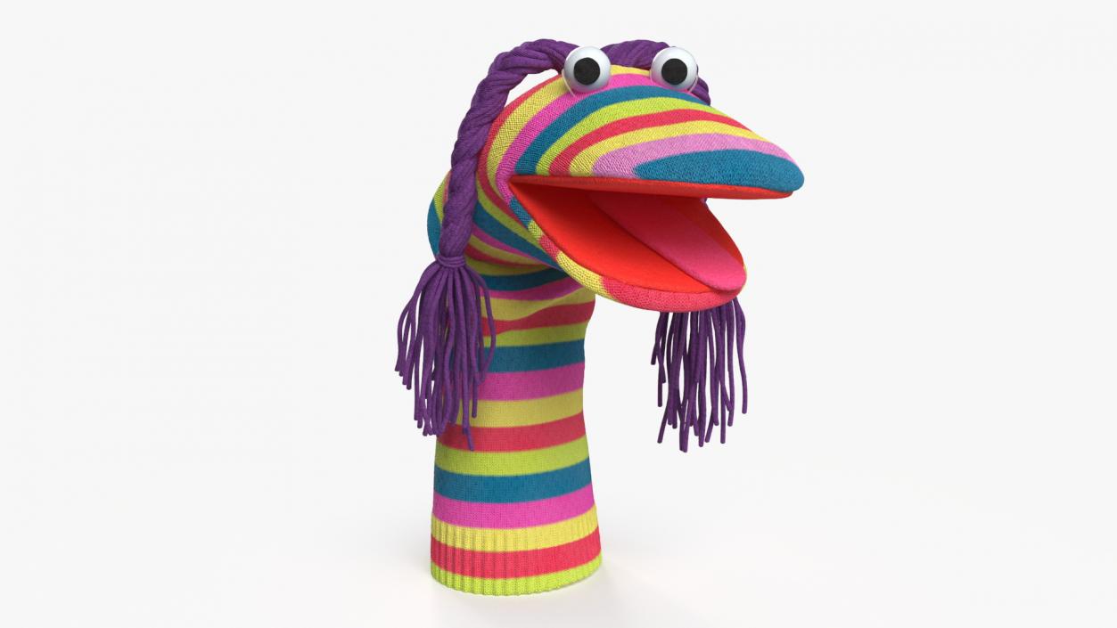 3D model Striped Sock Puppet Girl Rigged for Maya