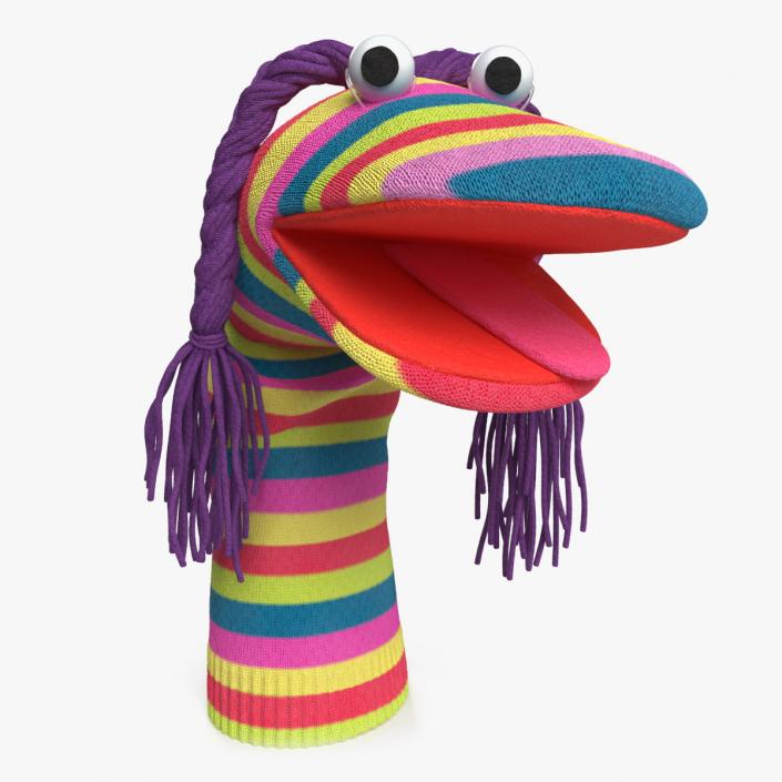 3D model Striped Sock Puppet Girl Rigged for Maya