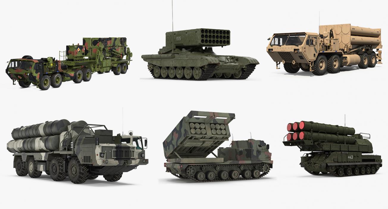 Military Rocket Launcher Vehicles Collection 3D model