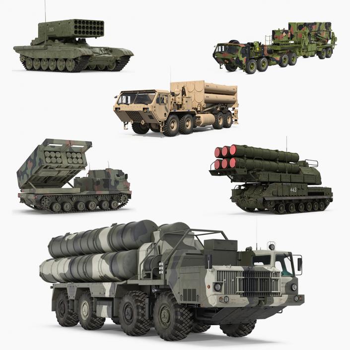 Military Rocket Launcher Vehicles Collection 3D model