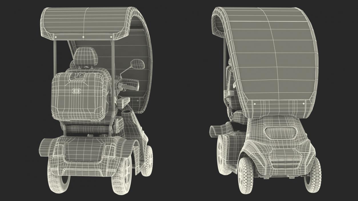 Blue 4-Wheel Electric Scooter 3D model