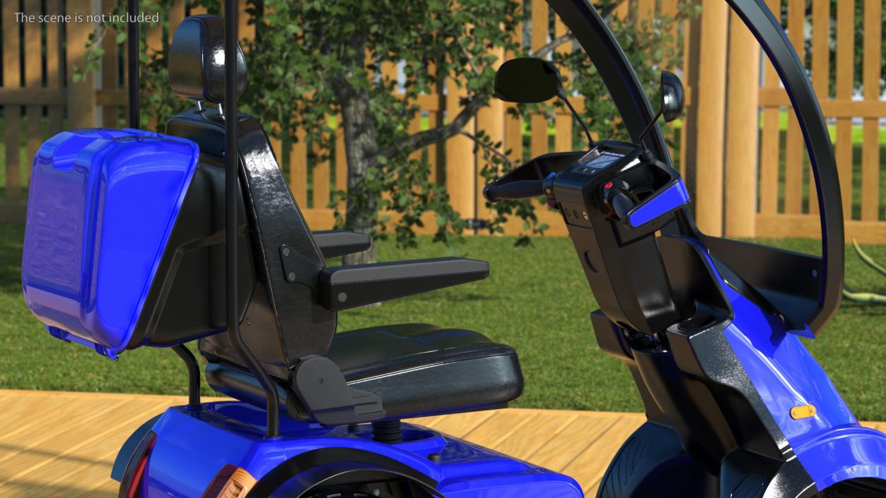 Blue 4-Wheel Electric Scooter 3D model