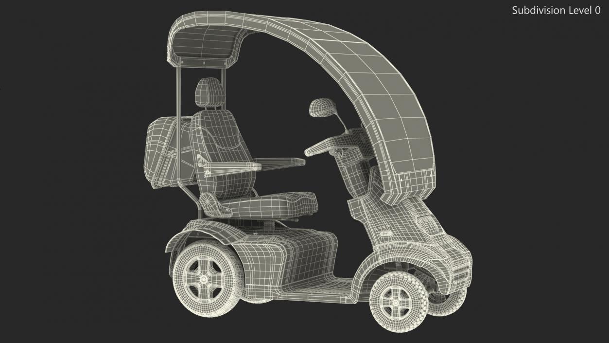 Blue 4-Wheel Electric Scooter 3D model