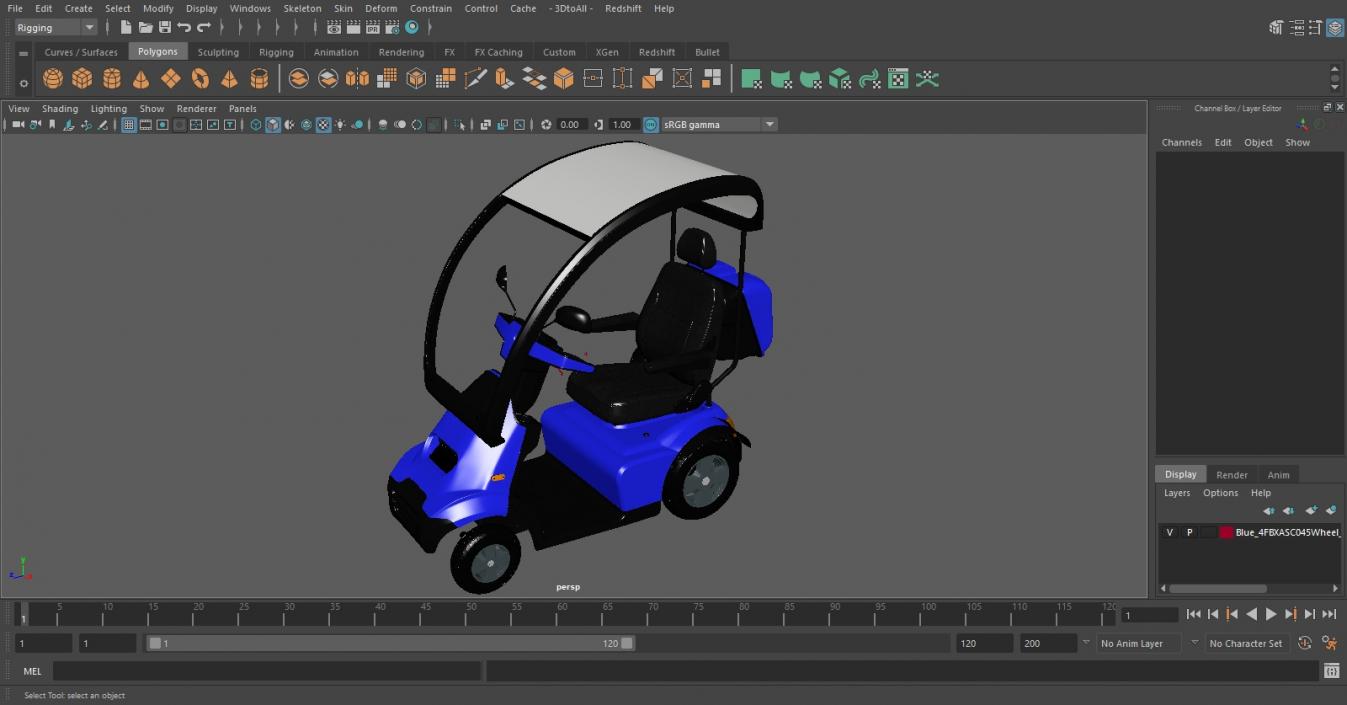 Blue 4-Wheel Electric Scooter 3D model