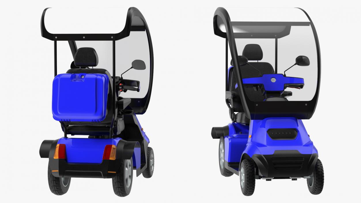 Blue 4-Wheel Electric Scooter 3D model