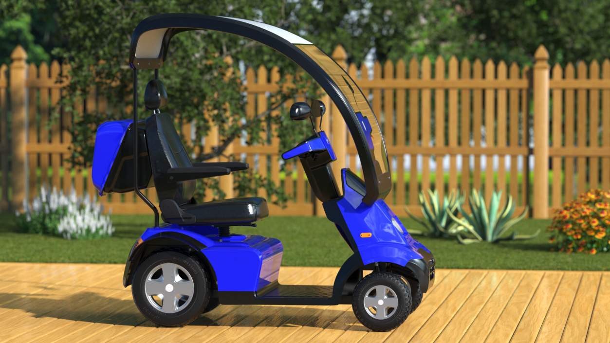 Blue 4-Wheel Electric Scooter 3D model