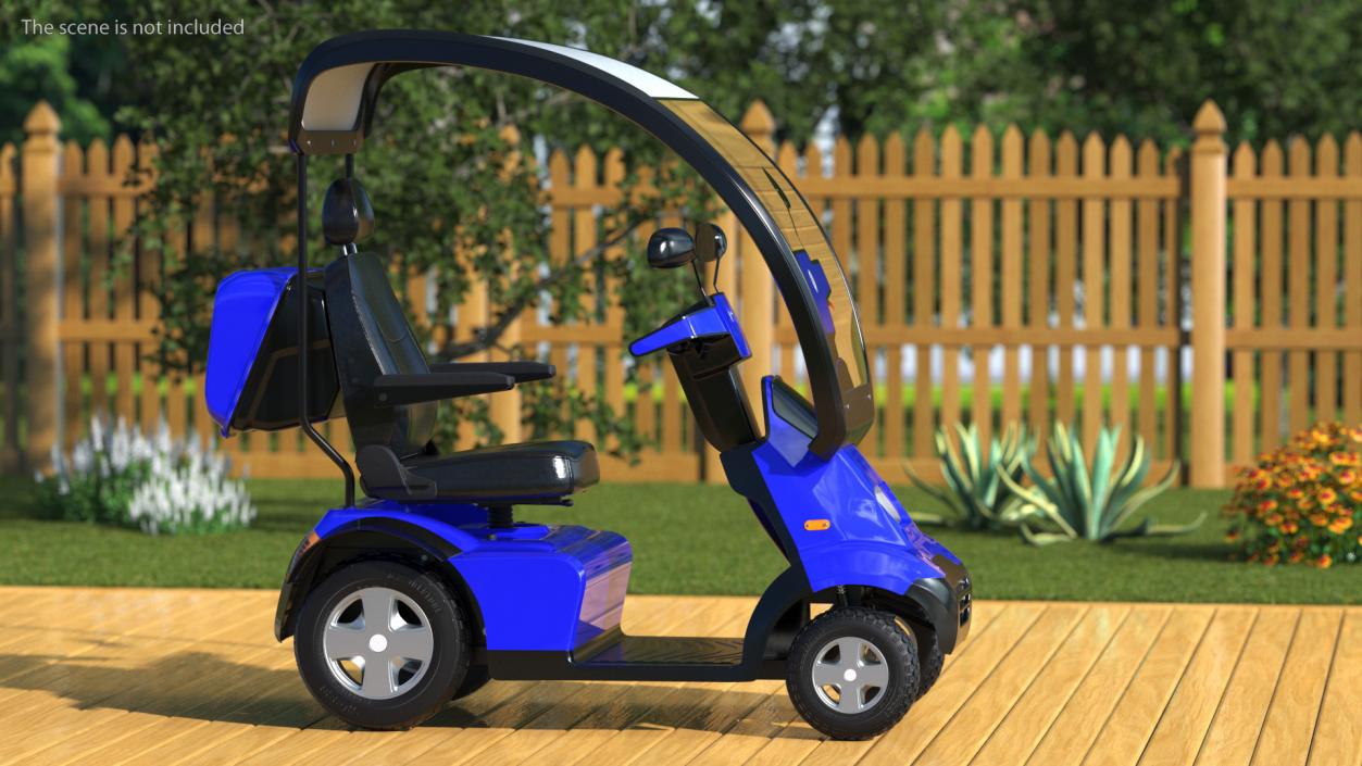 Blue 4-Wheel Electric Scooter 3D model