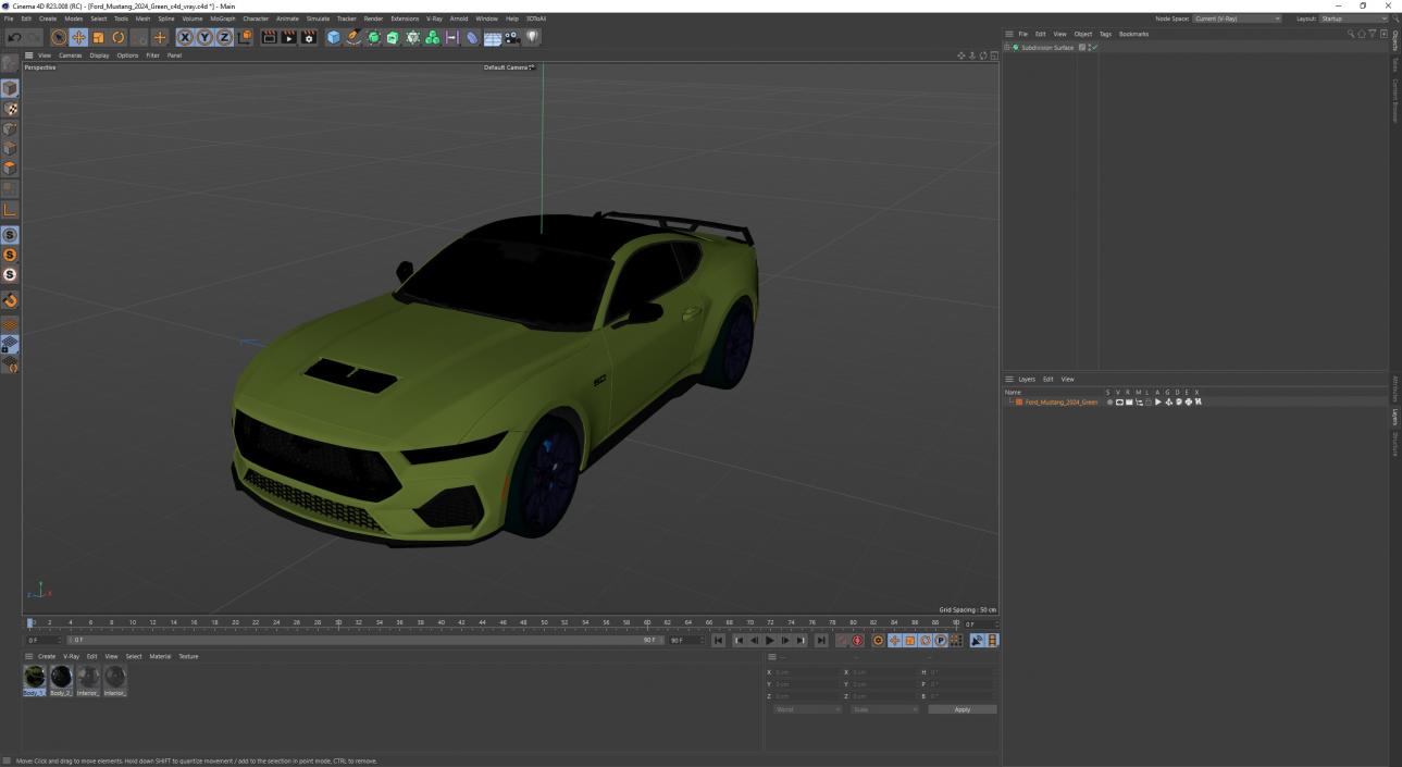 3D model Ford Mustang 2024 Green 2