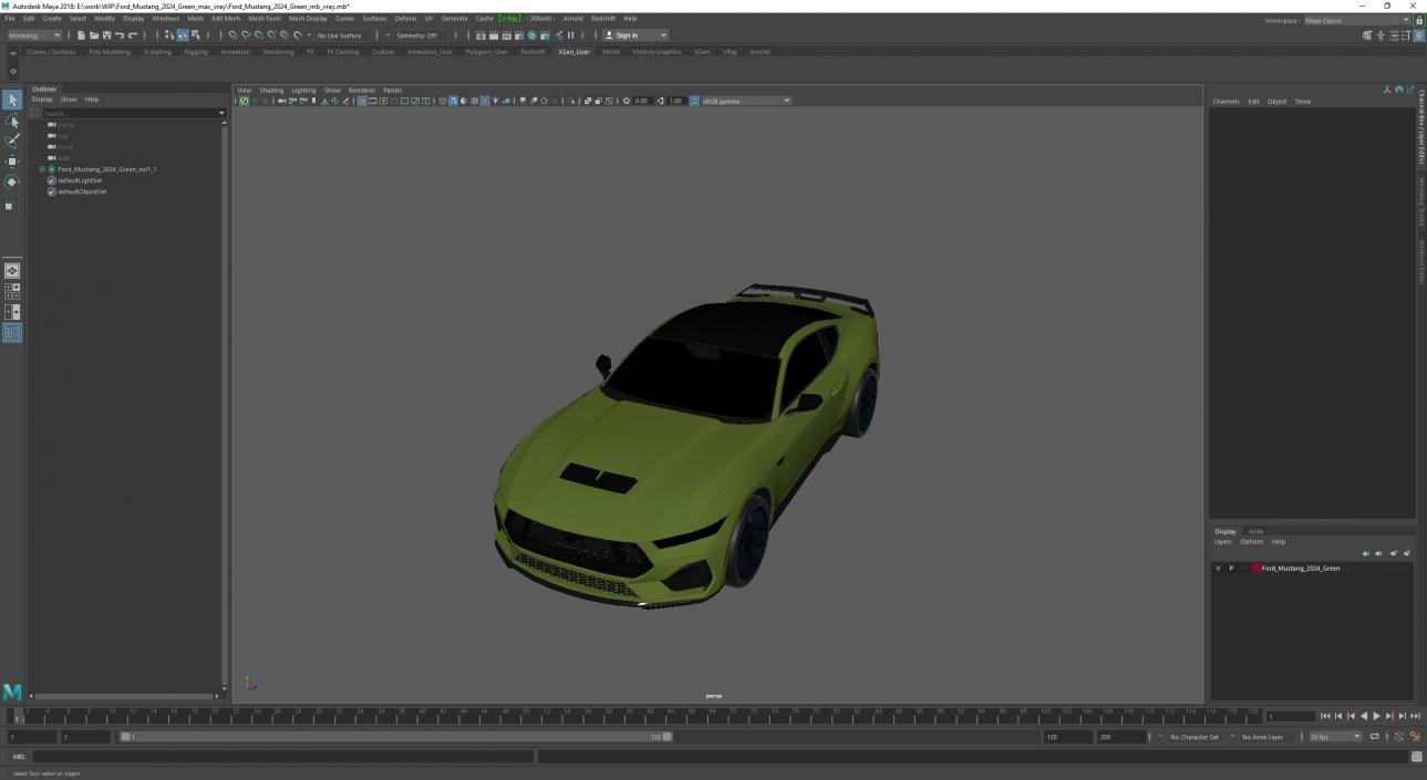 3D model Ford Mustang 2024 Green 2